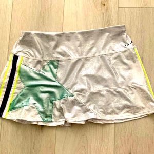 SOLD OUT! Lucky in Love Shining Star Silver tennis skort skirt. Sz Small 4-6 $80